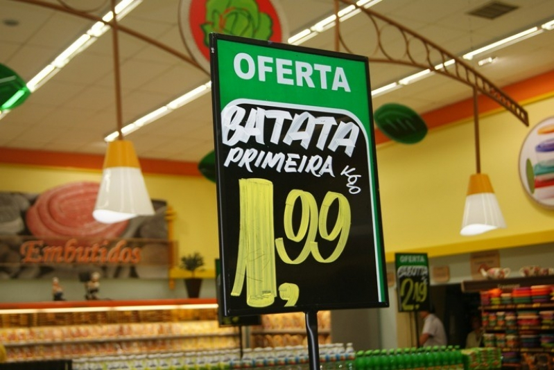 Placa de Preço Mercado Santa Isabel - Placa de Mercado Rio de Janeiro